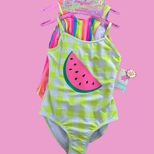 btween bmagical 2Pk Lined 1Pc Swimsuit Set Girls Size 6 SPF 50+ Multicolor NWT!